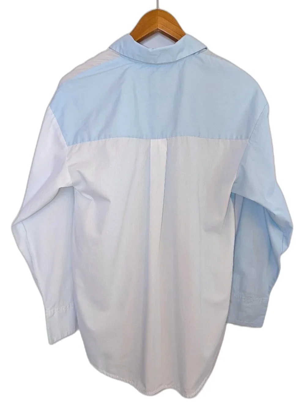Abercrombie & Fitch | Oversized Poplin Button Down Colorblock Blue & White | XXS